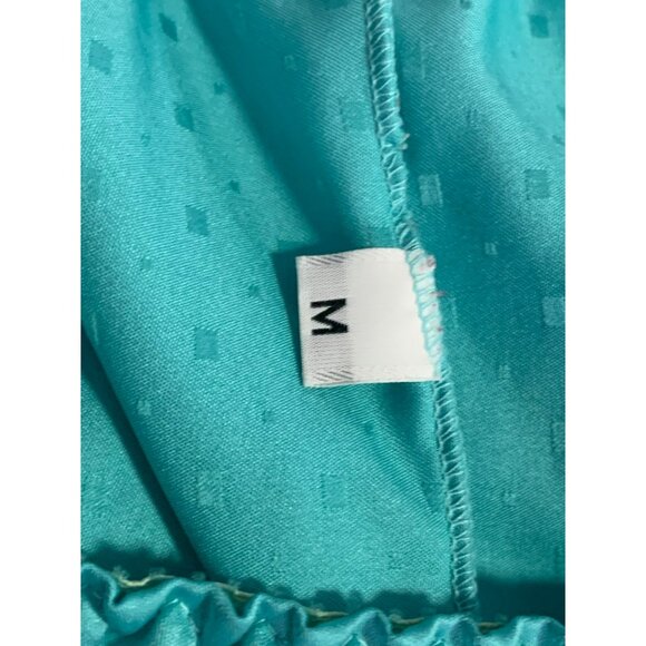 VTG Victoria's Secret 70s Aqua Satin Lace Camisole Set ILGWU‎ Gold Crown Label M - Picture 9 of 9